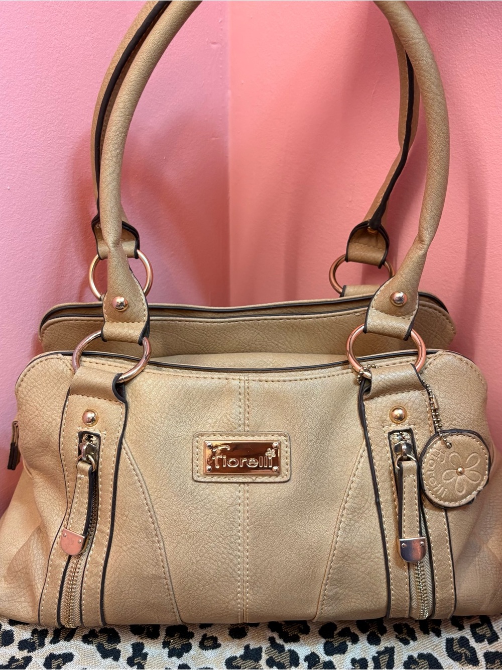 Fiorelli shoulder bag in a warm taupe with rose gold hardware